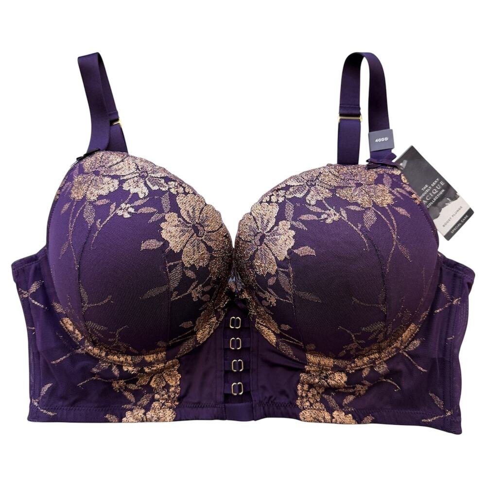 Cacique The Seriously Sexy Collection Boost Plunge Purple Mesh Bra Size 40DD NWT